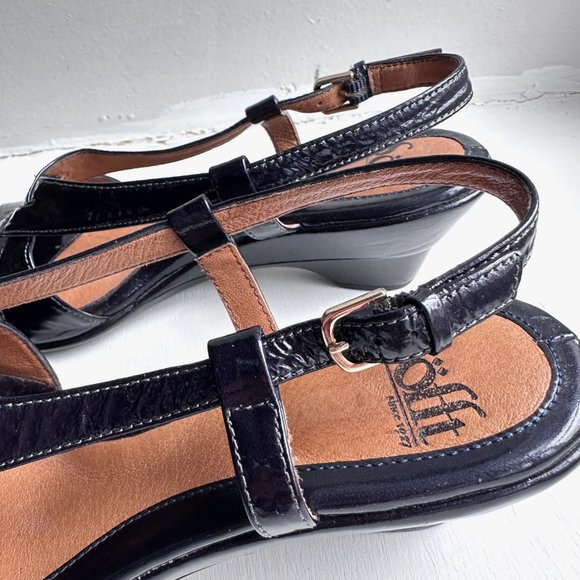 SöFFT Womens Wedge Navy Patent Leather 8 M - Picture 8 of 13